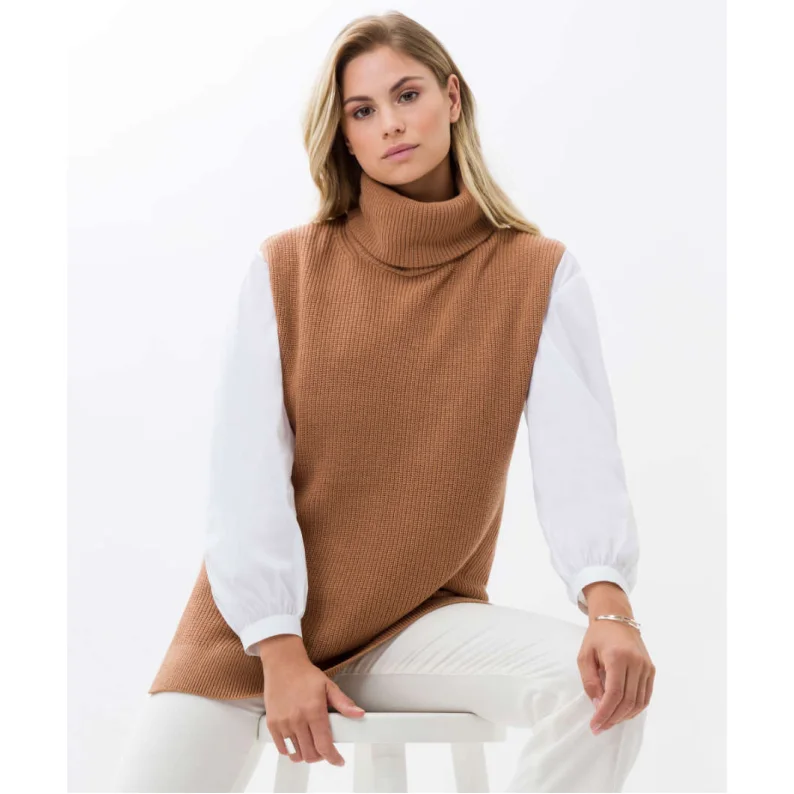 Sporty Chic Look Minimal Style Brax Ella Short Sleeved Roll Neck Jumper 33-2958 Vikunja