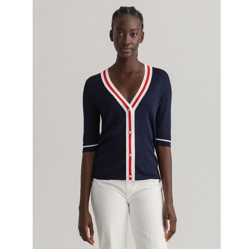 Smart Basics Classic Style GANT Contrast Border Cardigan Top 2108