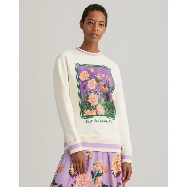 Cozy Aesthetic Elegant Style GANT Dahlia Print Crew Neck Sweatshirt 4200646