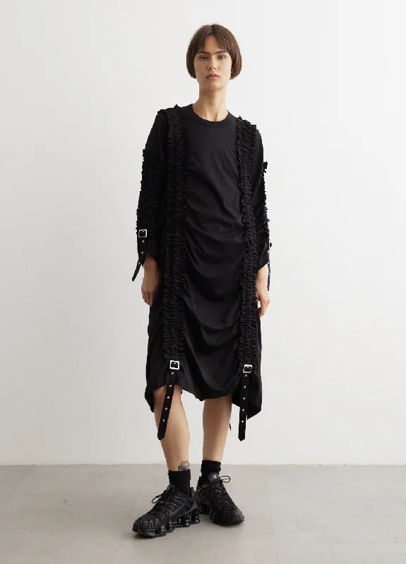 Sporty Minimalism Nightclub Style Jersey Ruffle Dress