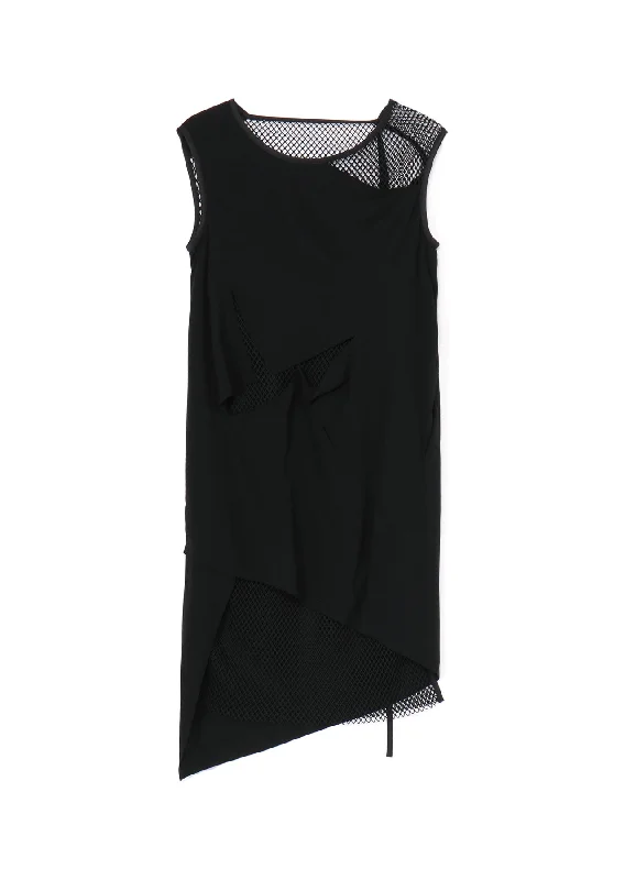 LAWN + MESH SLEEVELESS LAYERED DRESS