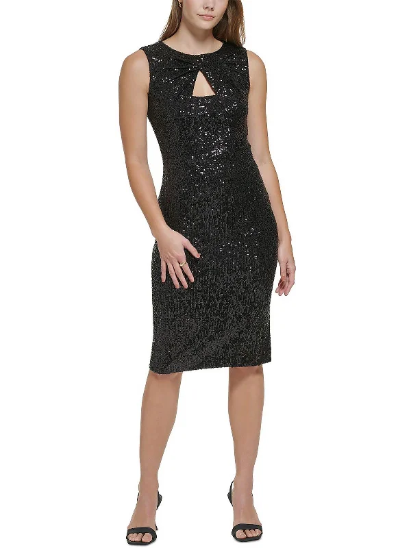 Vintage Sports Knowledge And Elegance Petites Womens Sequined Short Cocktail and Party Dress