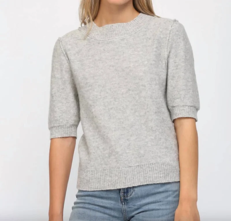 Presley Short Sleeve Sweater In Heather Grey