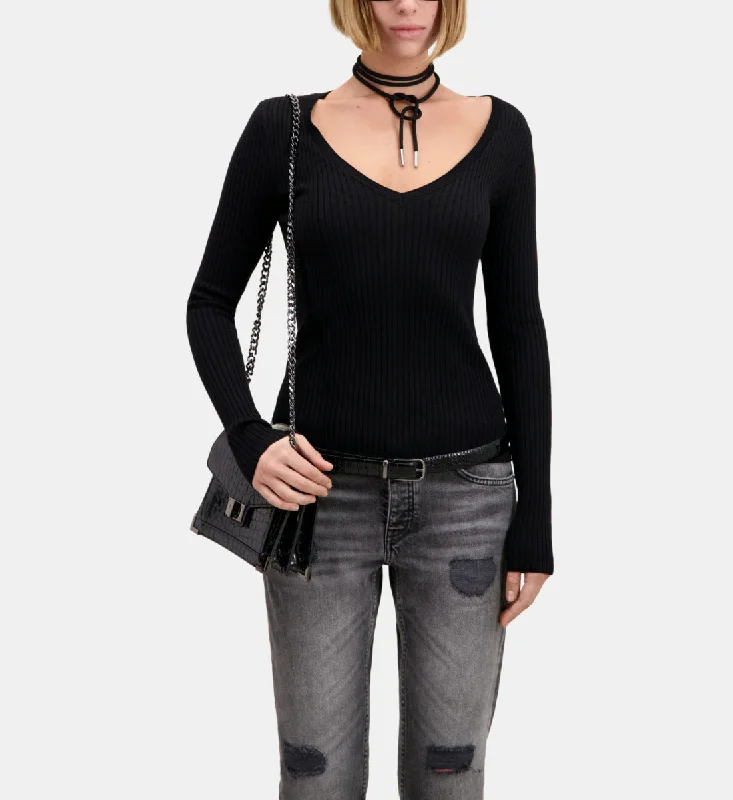 Sporty Essentials Casual Street Ribbed Fine Knit Sweater