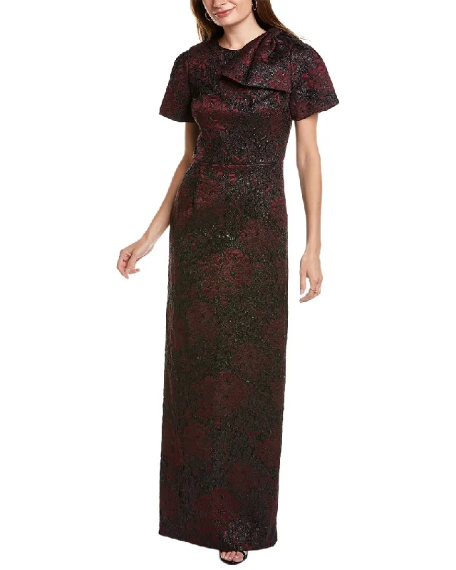 High-End Minimalism Beautiful Romance Teri Jon by Rickie Freeman Jacquard Gown