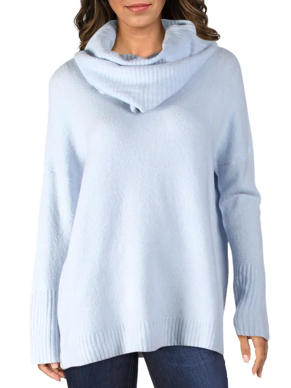 Relaxed Prints Look Fashionable And Versatile Womens Ribbed Cowl Neck Sweater