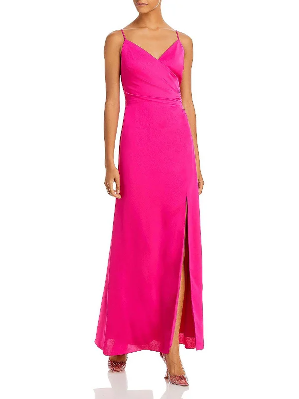 Tailored Utility Low-key Luxury Womens Tie Back Split Hem Maxi Dress