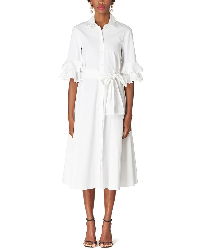 Soft Casual Carolina Herrera Elbow Sleeve Midi Shirtdress