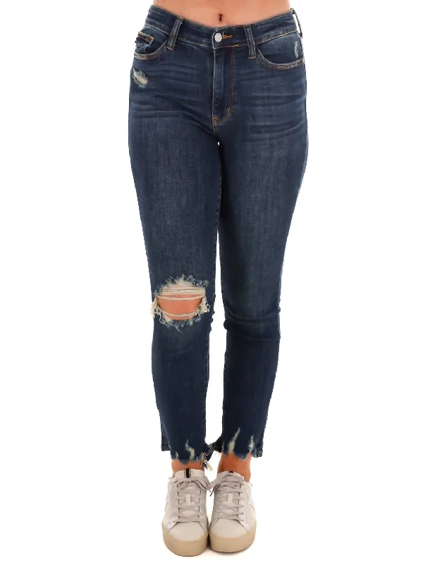 Here To Stay Relaxed Ankle Jean In Dark Wash