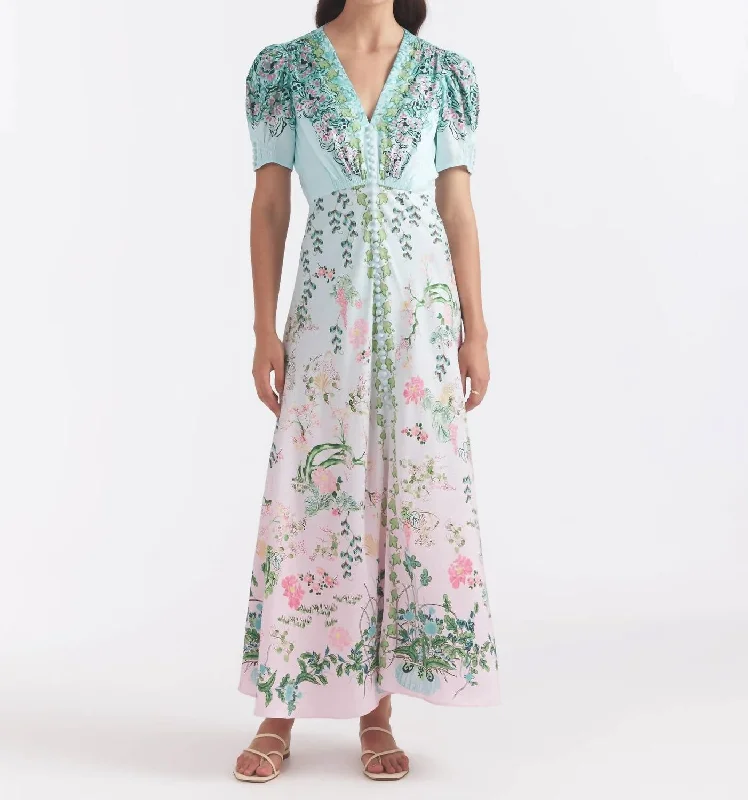 High-Fashion Basics Lea Long Dress In Willow Garden