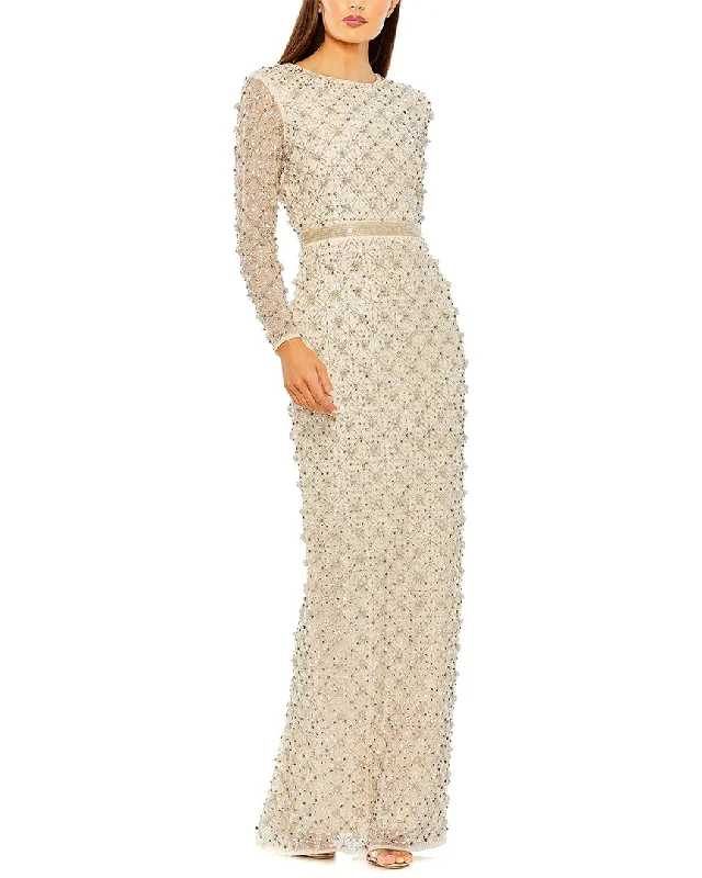 Cozy Streetwear Mac Duggal High Neck Fully Beaded Gown