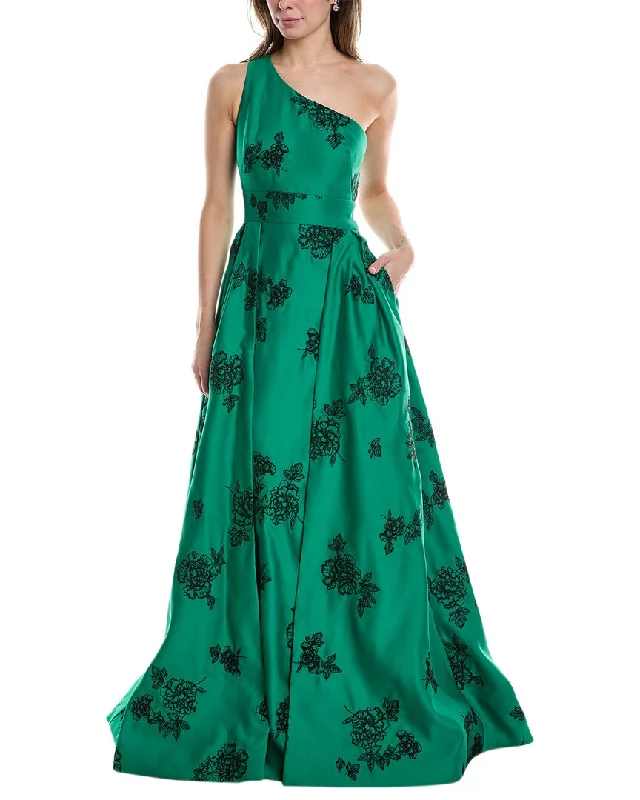 Simplified Chic Marchesa Notte One-Shoulder Heavy Duchess Satin Gown