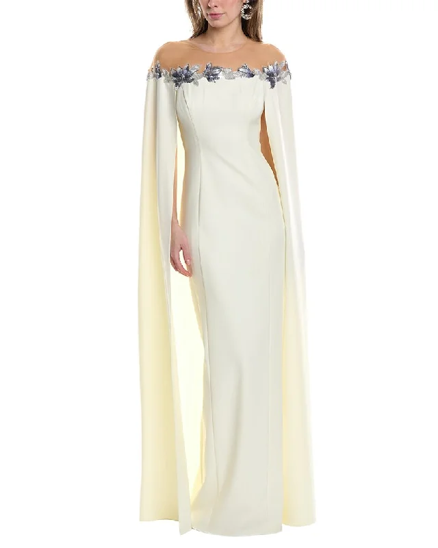 Retro Smart Marchesa Notte Tulle Illusion Cape Effect Maxi Dress