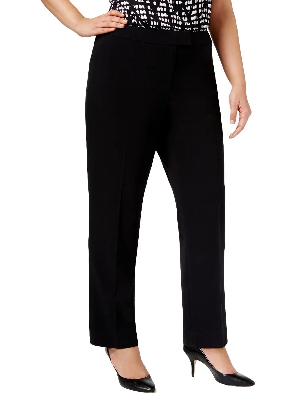 Plus Womens Slim Straight Leg Dress Pants