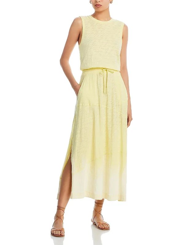 Clean Utility Womens Cotton Tiered Maxi Dress