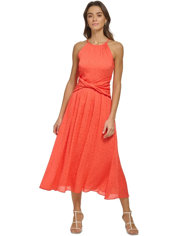 Rugged Street Womens Halter Twist Waist Midi Dress