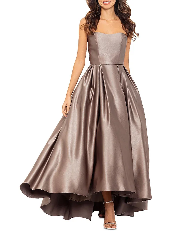 Streetwear Classics Womens Hi-Low Strapless Evening Dress