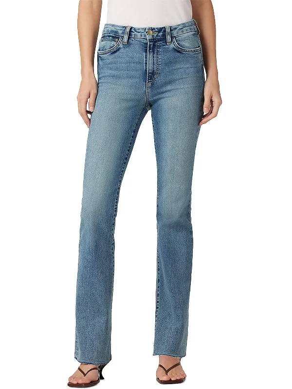 Womens High Rise Frayed Hem Bootcut Jeans