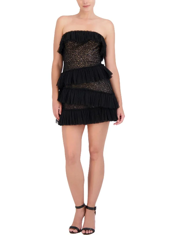 Elevated Classics Womens Lace Tiered Cocktail And Party Dress