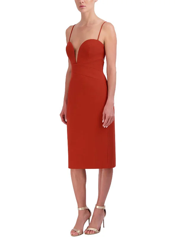 Minimalist Patterns Womens Open Back Midi Cocktail And Party Dress