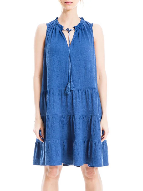 Bold Accessories Womens Tiered Mini Shift Dress