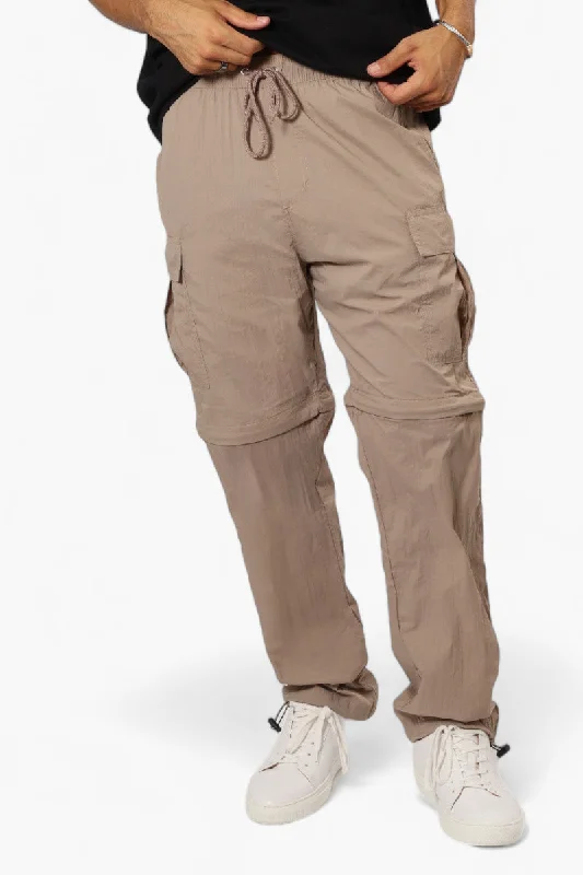 Monochrome Essentials Effortless Style Fahrenheit Zip Off Cargo Parachute Pants - Beige Monochrome Essentials Effortless Style Fahrenheit Zip Off Cargo Parachute Pants - Beige