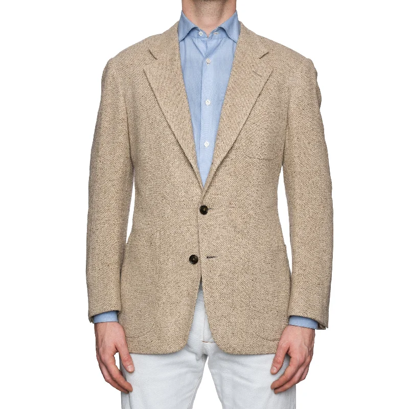 Rugged Utility Active Gear CASTANGIA 1850 Beige Linen-Silk Hopsack Unlined Jacket 50 NEW US 40 Athletic Fit