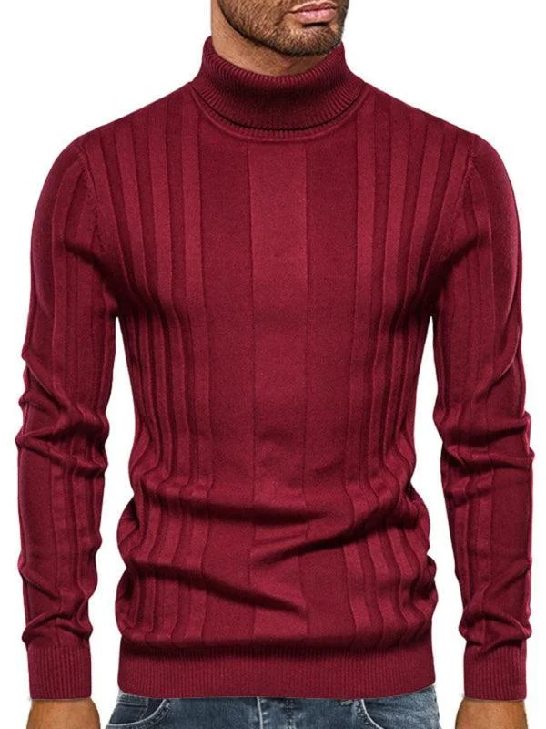 Casual Essentials Wool Pants Casual Knitted Turtleneck Men Sweater