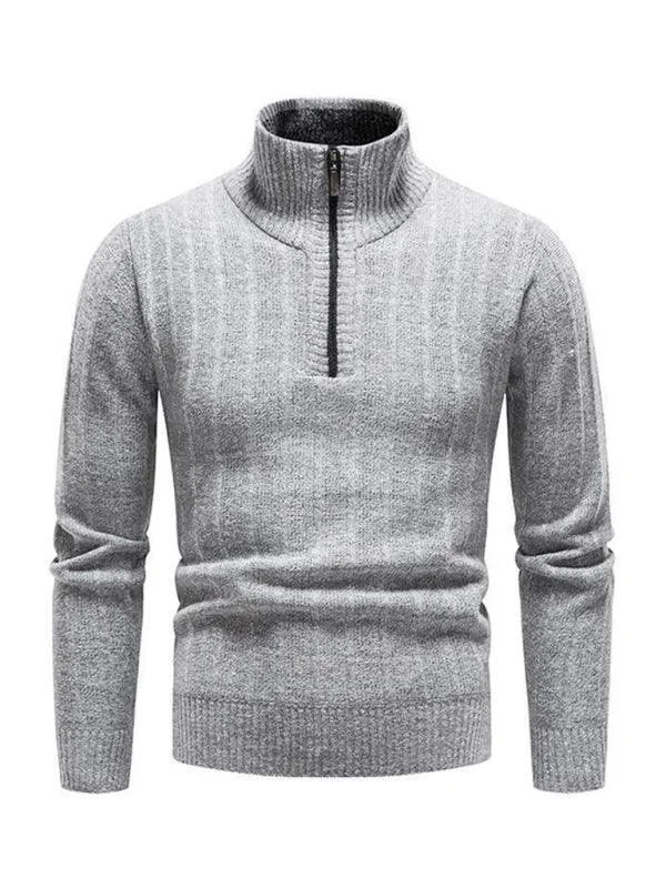 Sophisticated Edge Relaxed Fit Stand Collar Zipper Men Pullover Sweater