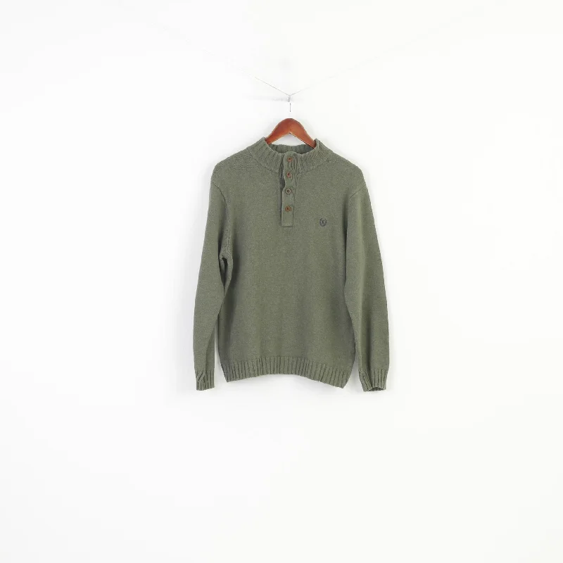 Elevated Tailoring Casual Boots Chaps Men M Jumper Green Cotton Bottoms Collar Sweater Vintage Top