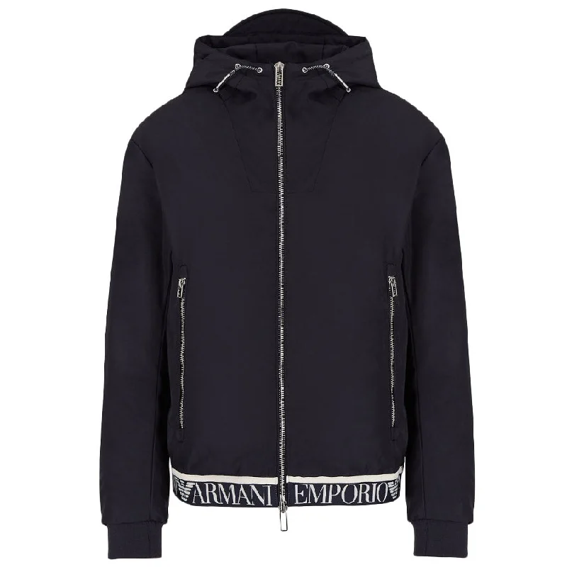 Emporio Armani - Blouson Hooded Jacket with Logo tape in Navy