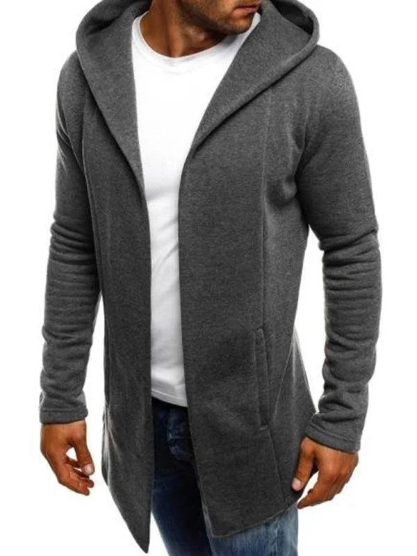 Edgy Streetwear Designer Footwear Long Solid Men Hoodie