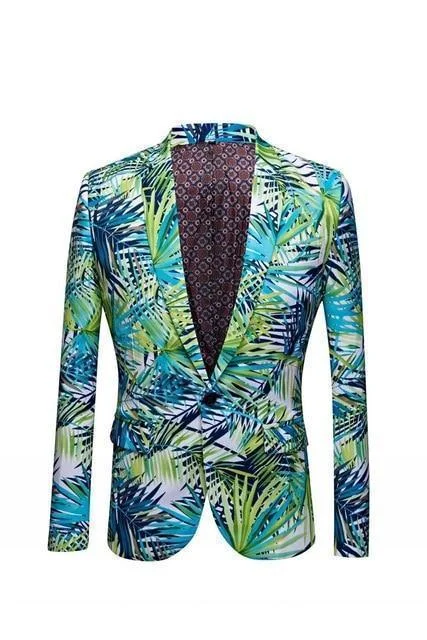 Men's Blazer Casual Blazer Slim Fit Plant Print