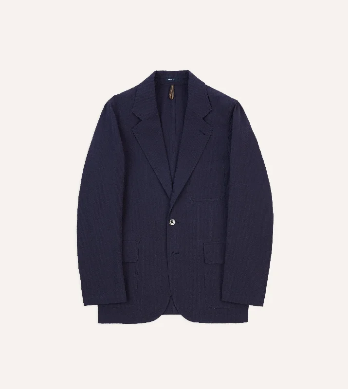 Vintage Utility Relaxed Denim Navy Seersucker Games Blazer Mk. I