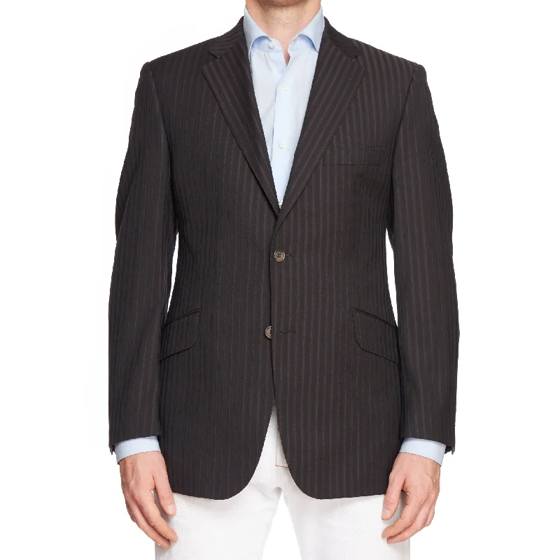 Relaxed Prints Look Stylish Comfort OZWALD BOATENG Black Striped Wool Jacket EU 50 NEW US 40