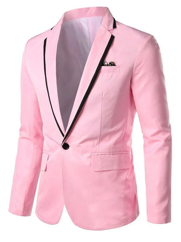 Rugged Elegance Tailored Coats Pink Slim Fit Men Blazer