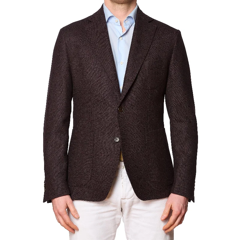 Tailored Pastels Cool Comfort SARTORIA PARTENOPEA Burgundy Micro Wool Jacket EU 52 NEW US 42 Current Model