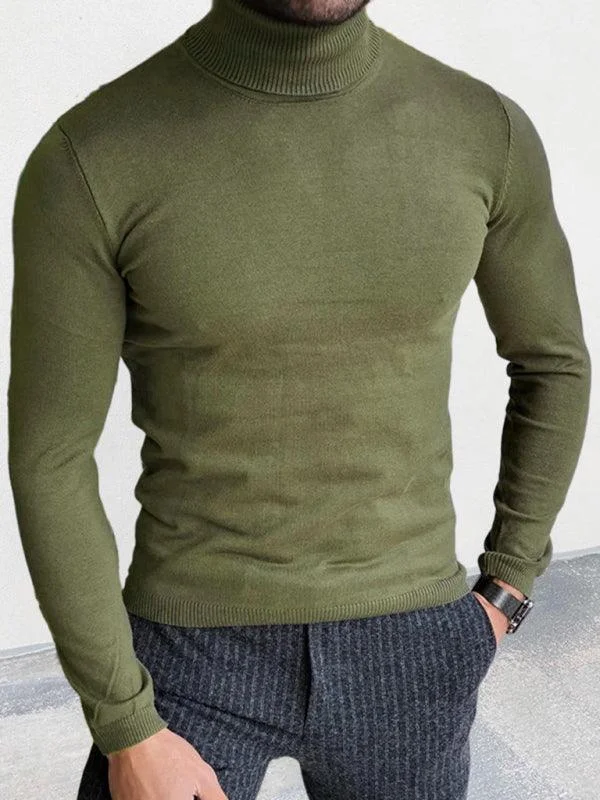 Relaxed Modern High-end Jackets Slim Fit Knit Pullover Men Turtleneck Sweater