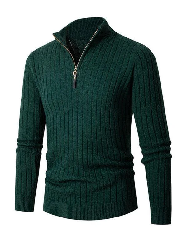 Sporty Minimalism Stylish Joggers Solid Stretch Men Turtleneck Sweater