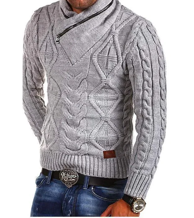 Sporty Outerwear Sporty Wardrobe Zipper Turtleneck Sweater For Men