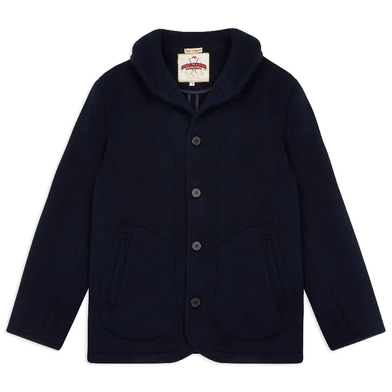 Unlined Shawl Collar Jacket - Navy