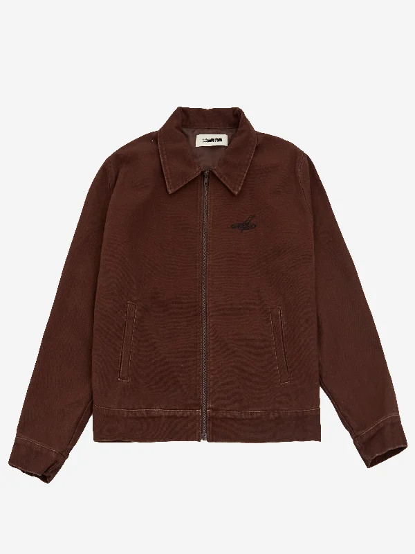 metalwood Cotton Canvas Zip Jacket - Chocolate