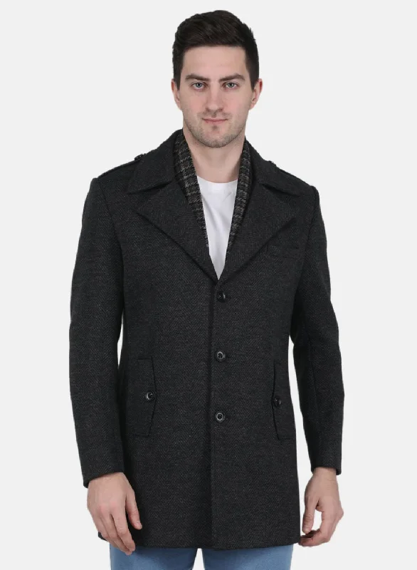 Men Grey Solid Coat