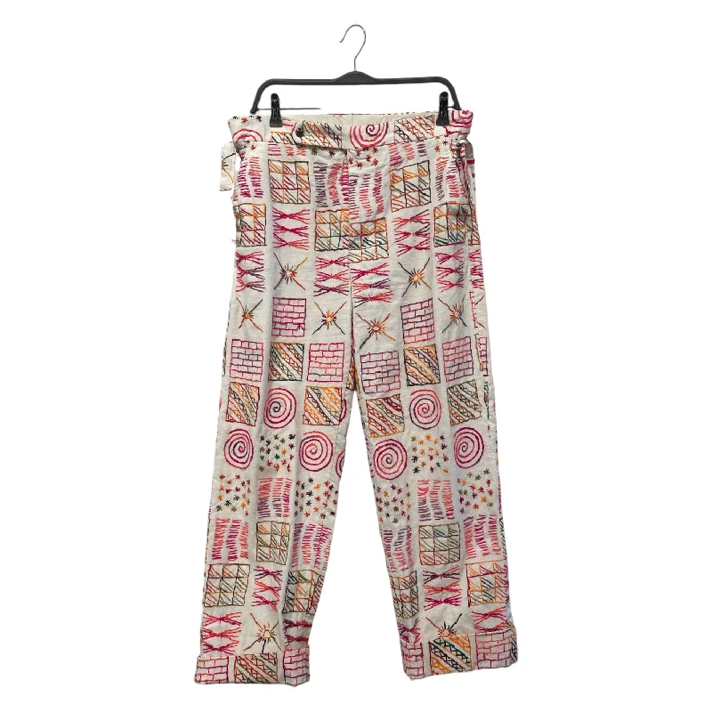 Classic Statement BODE/Straight Pants/34/Cotton/WHT/All Over Print/Mulitcolor stitched patterns