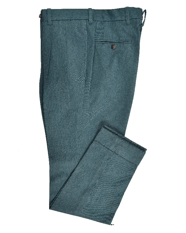 Preppy Sporty Dark Shaded Green Cotton Twill Pant