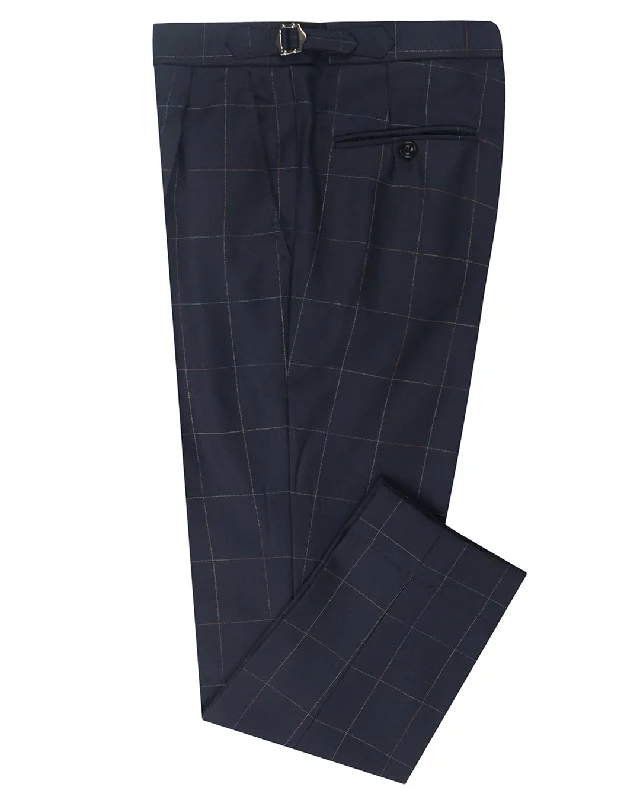 Smart Monochrome Dugdale Navy Windowpane Twill Pant